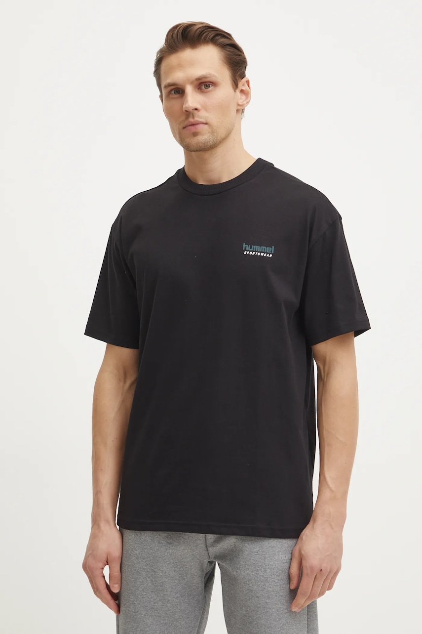 Hummel tricou din bumbac barbati, culoarea negru, cu imprimeu, 226078 Hummel tricou din bumbac barbati, culoarea negru, cu imprimeu, 226078