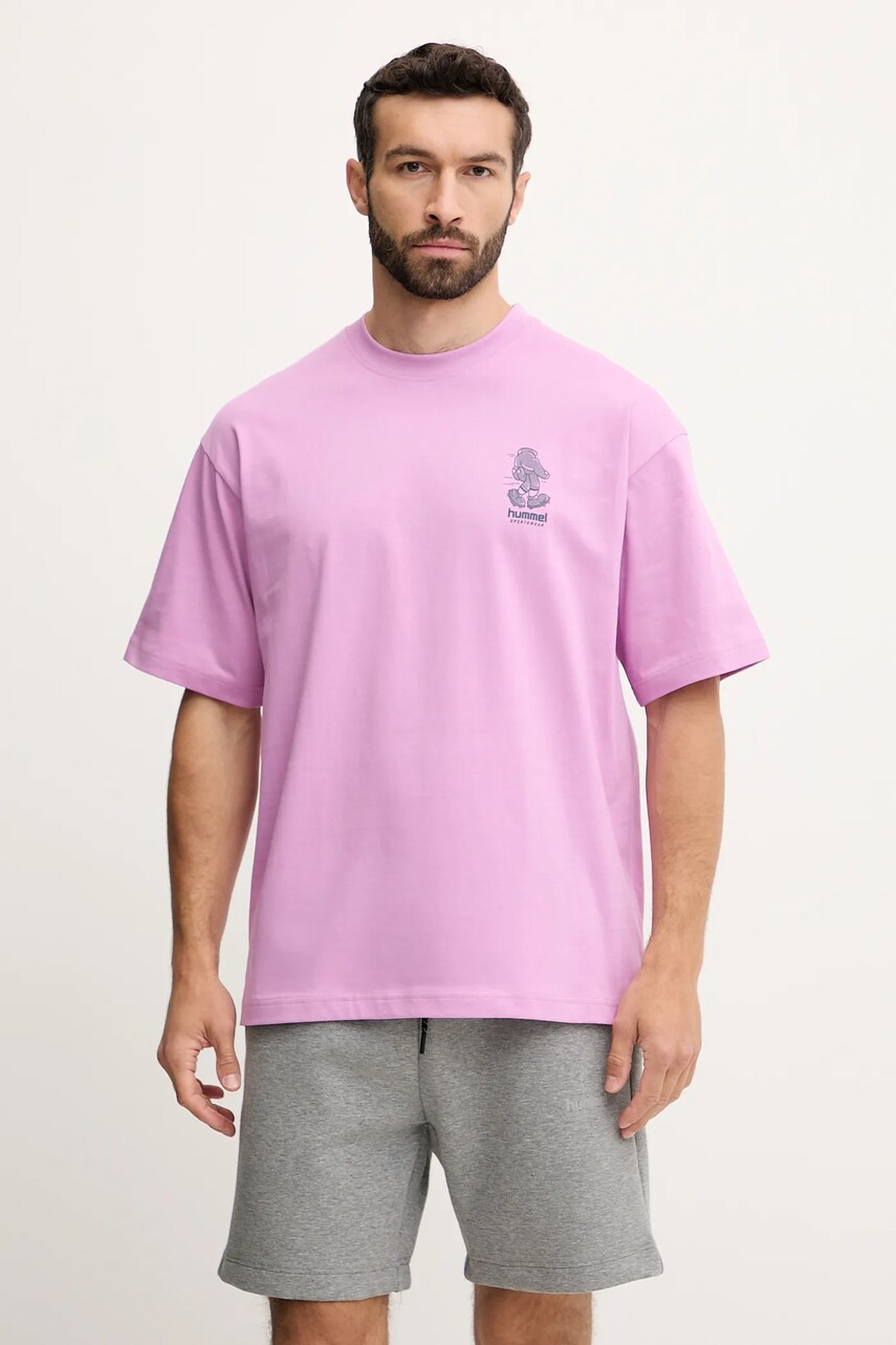 Hummel tricou din bumbac culoarea violet, cu imprimeu, 227549