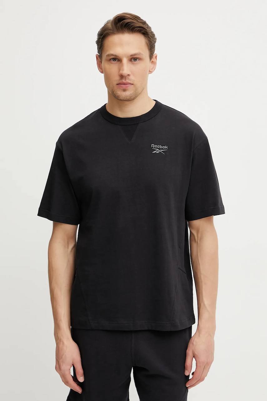 Reebok Classic tricou din bumbac barbati, culoarea negru, neted, 100214087 Reebok Classic tricou din bumbac barbati, culoarea negru, neted, 100214087