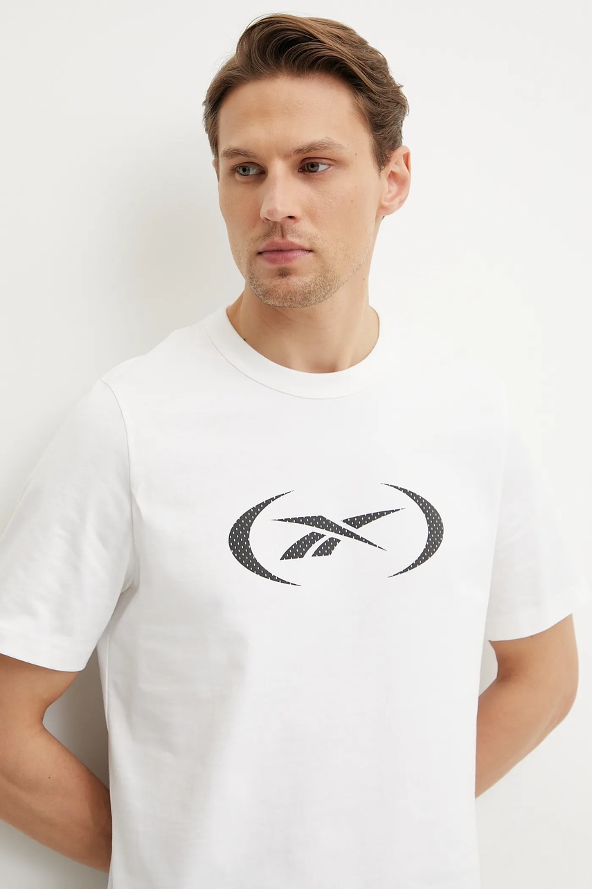 Βαμβακερό μπλουζάκι Reebok Classic ανδρικό, χρώμα: άσπρο, 100214157 φωτογραφία