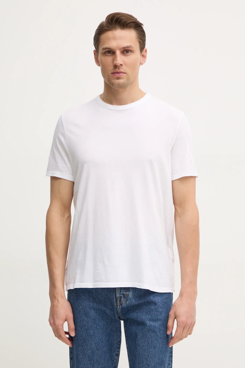 American Vintage tricou din bumbac barbati, culoarea alb, neted, MDEV02AE25