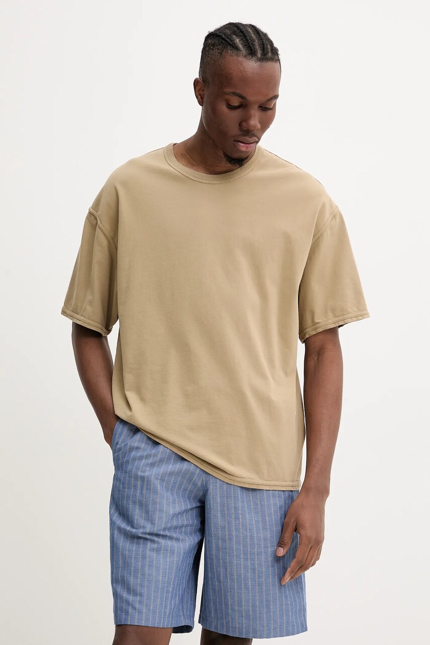 Levně Bavlněné tričko American Vintage pánské, zelená barva, MFAZ02CE25
