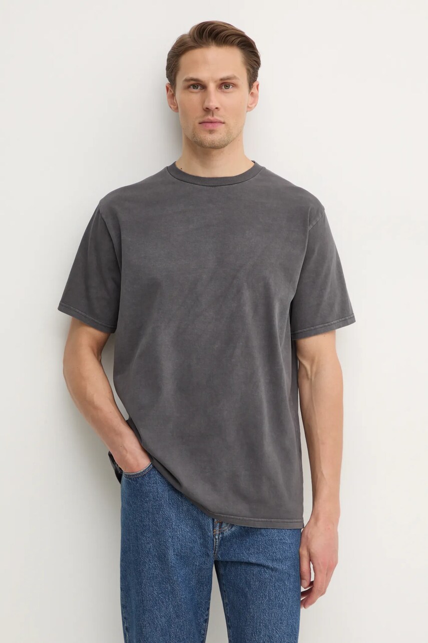 American Vintage tricou din bumbac barbati, culoarea gri, neted, MFIZ25BE25