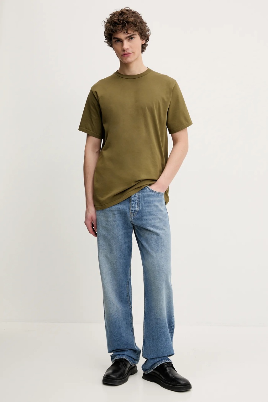 Хлопковая футболка American Vintage цвет зелёный однотонная MFIZ25BE25