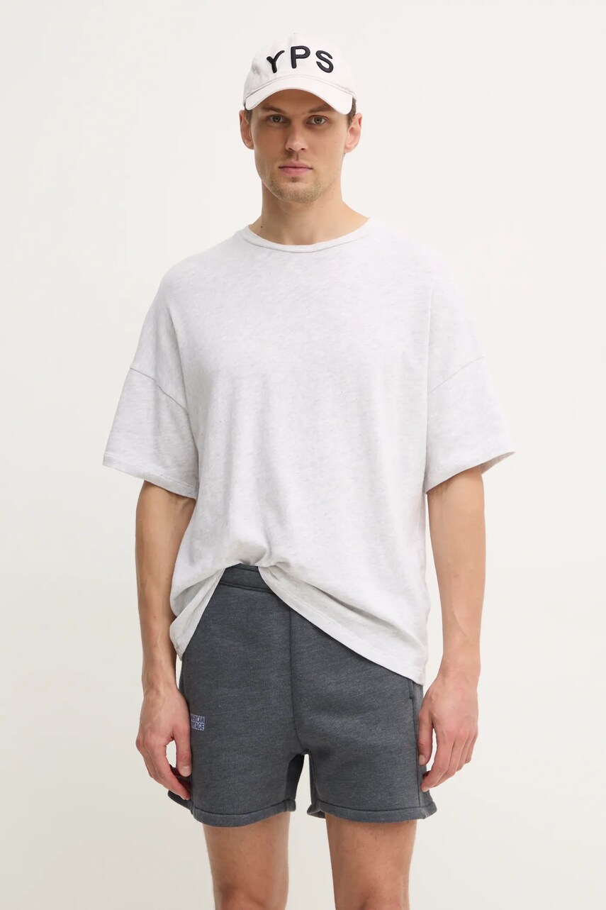 American Vintage tricou din bumbac barbati, culoarea gri, melanj, MSON02AGE25