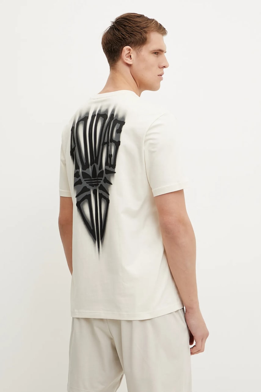 adidas Originals tricou din bumbac Skeleton Back Tee barbati, culoarea bej, cu imprimeu, JN4560 adidas Originals tricou din bumbac Skeleton Back Tee barbati, culoarea bej, cu imprimeu, JN4560