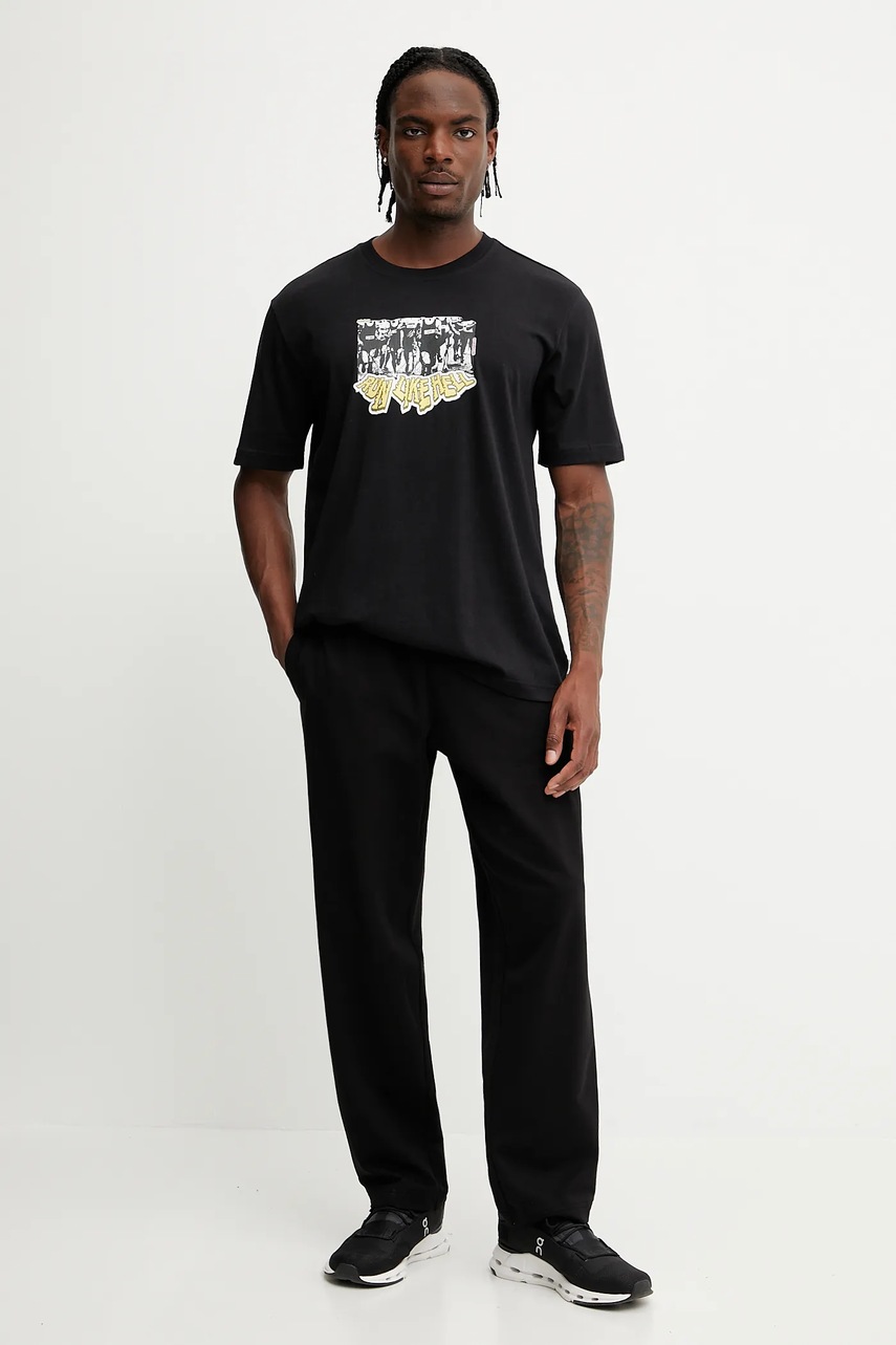 Хлопковая футболка adidas Originals Q12 TS Crowd цвет чёрный с принтом JP4496 Хлопковая футболка adidas Originals Q12 TS Crowd цвет чёрный с принтом JP4496