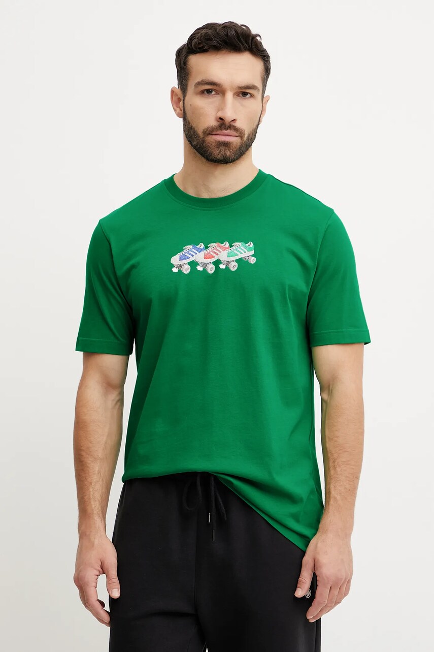 Levně Bavlněné tričko adidas Originals Q12 TS Roller zelená barva, s potiskem, JP4493