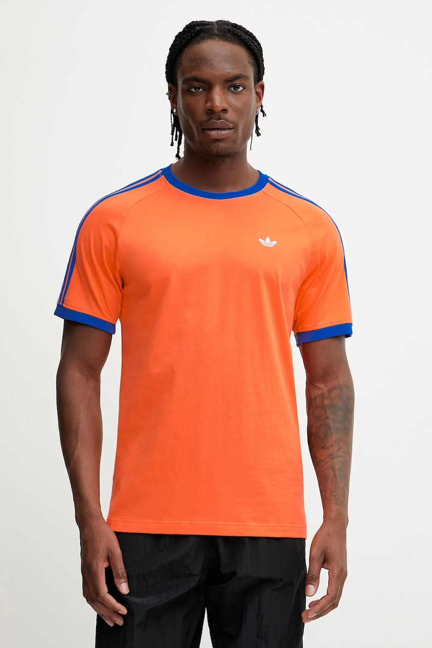 adidas Originals tricou din bumbac Q2 Monogram Cal culoarea portocaliu, cu imprimeu, JP4431 adidas Originals tricou din bumbac Q2 Monogram Cal culoarea portocaliu, cu imprimeu, JP4431