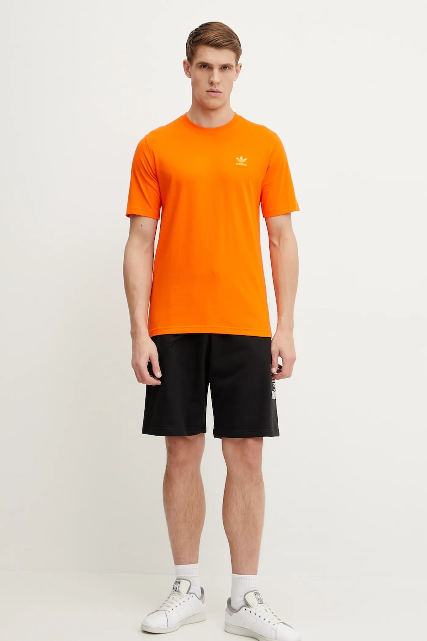 Хлопковая футболка adidas Originals Trefoil мужская цвет оранжевый однотонная JC9995 Хлопковая футболка adidas Originals Trefoil мужская цвет оранжевый однотонная JC9995