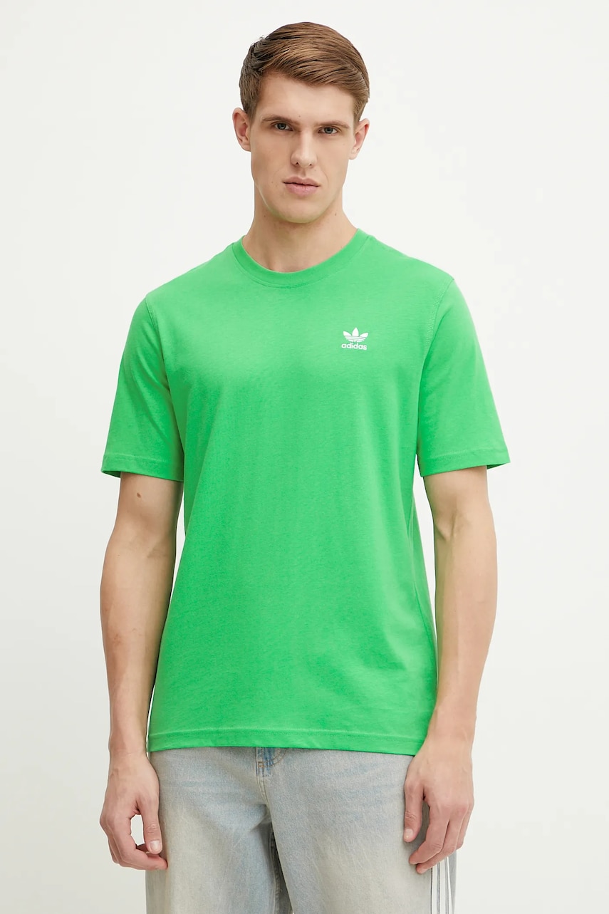 adidas Originals tricou din bumbac Trefoil bărbați, culoarea verde, uni, JN0235 adidas Originals tricou din bumbac Trefoil bărbați, culoarea verde, uni, JN0235