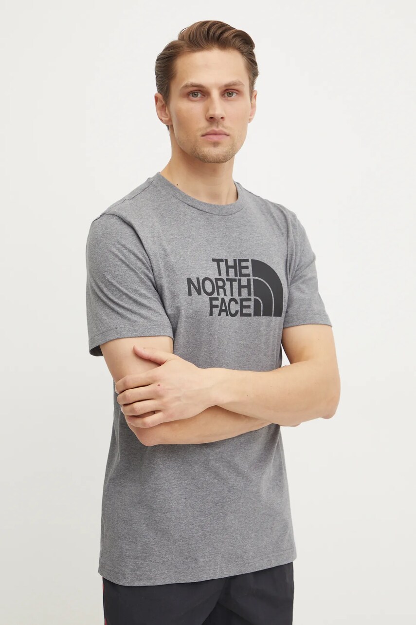 Levně Tričko The North Face Easy šedá barva, s potiskem, NF0A8A6CDYY1