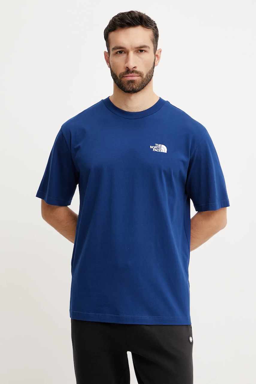 The North Face tricou din bumbac Essential barbati, culoarea bleumarin, uni, NF0A87NRD1R1