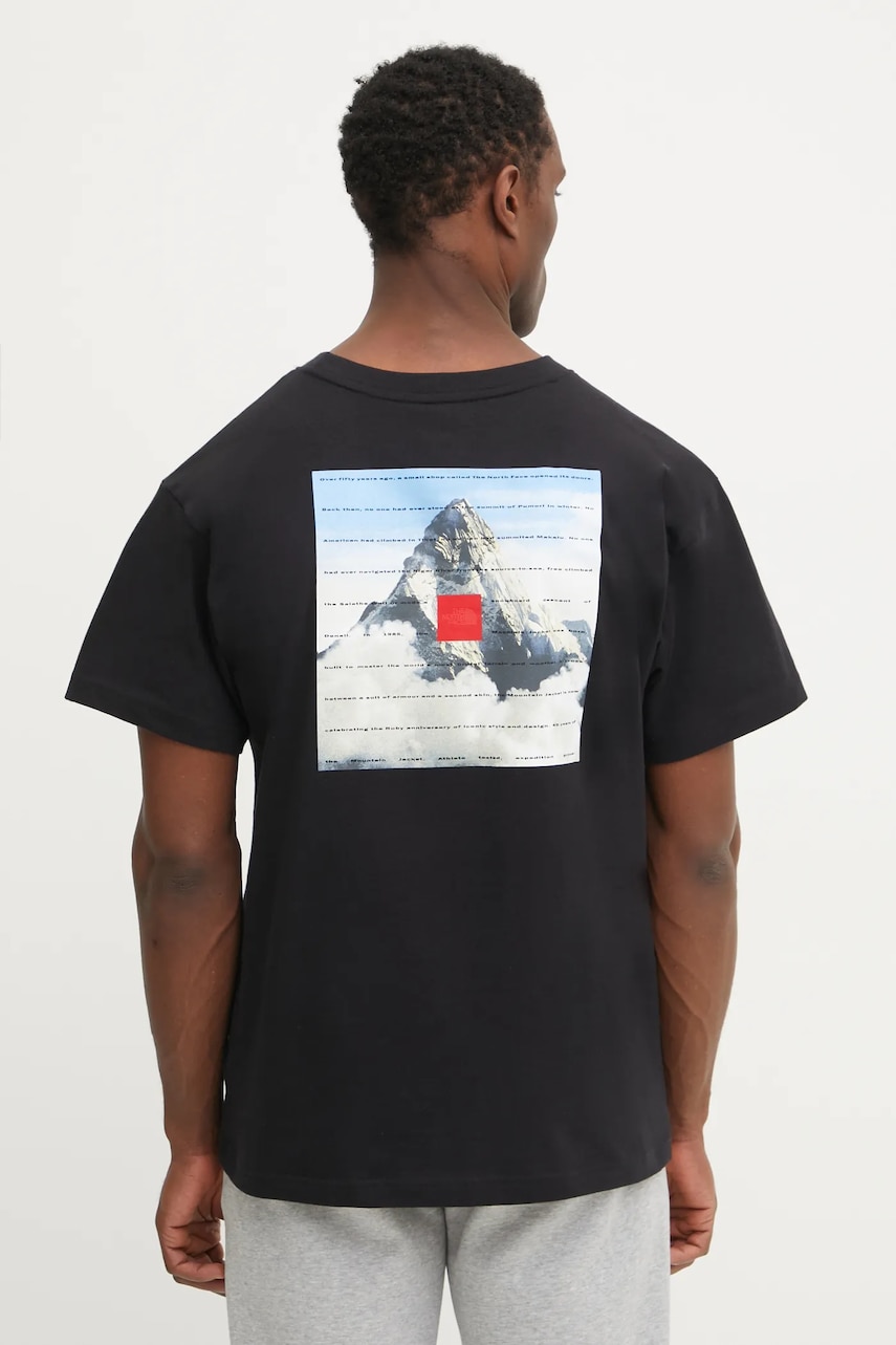 The North Face tricou din bumbac bărbați, culoarea negru, cu imprimeu, NF0A8BXYJK31