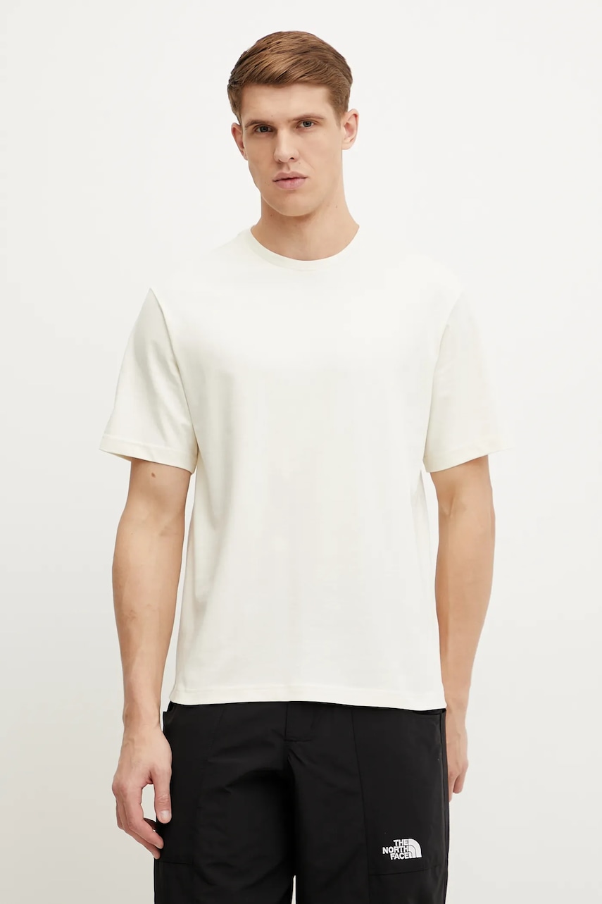 The North Face tricou din bumbac Relaxed barbati, culoarea bej, cu imprimeu, NF0A8C35QLI1