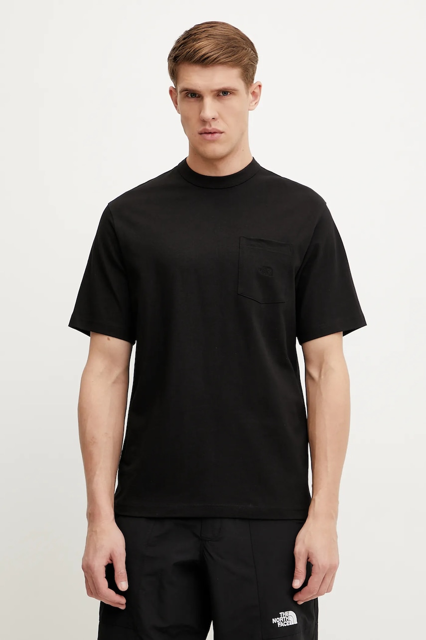 The North Face tricou din bumbac Dome Relaxed barbati, culoarea negru, neted, NF0A8C3PJK31