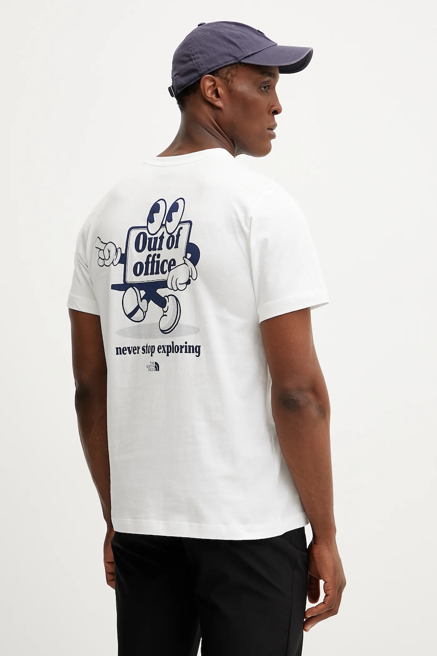 The North Face tricou din bumbac WAMFC culoarea alb, cu imprimeu, NF0A8C30FN41