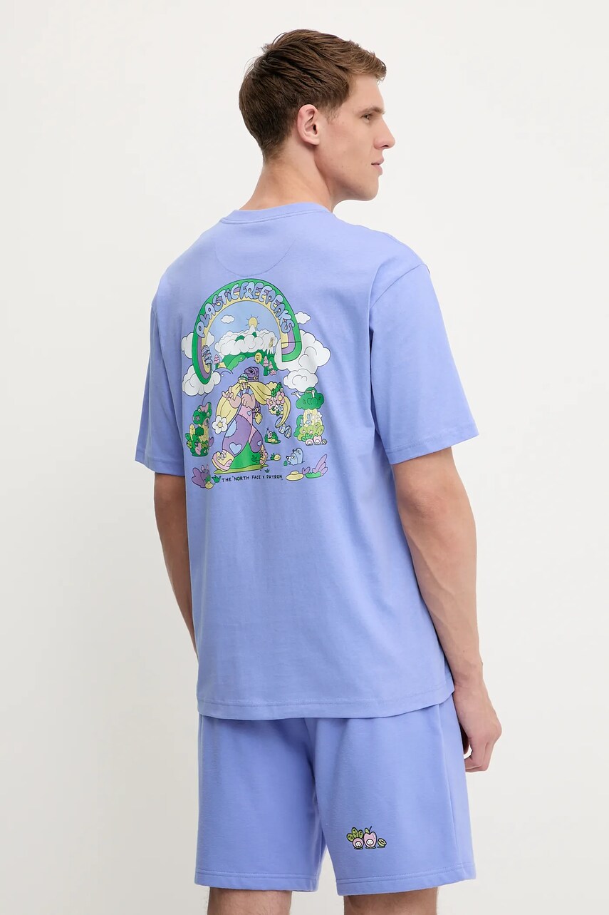 The North Face tricou din bumbac Clean Trails culoarea violet, cu imprimeu, NF0A8C2T0YI1