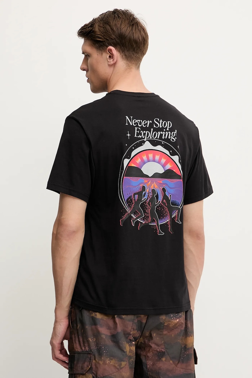 The North Face tricou din bumbac Never Stop Relaxed culoarea negru, cu imprimeu, NF0A8C3AJK31