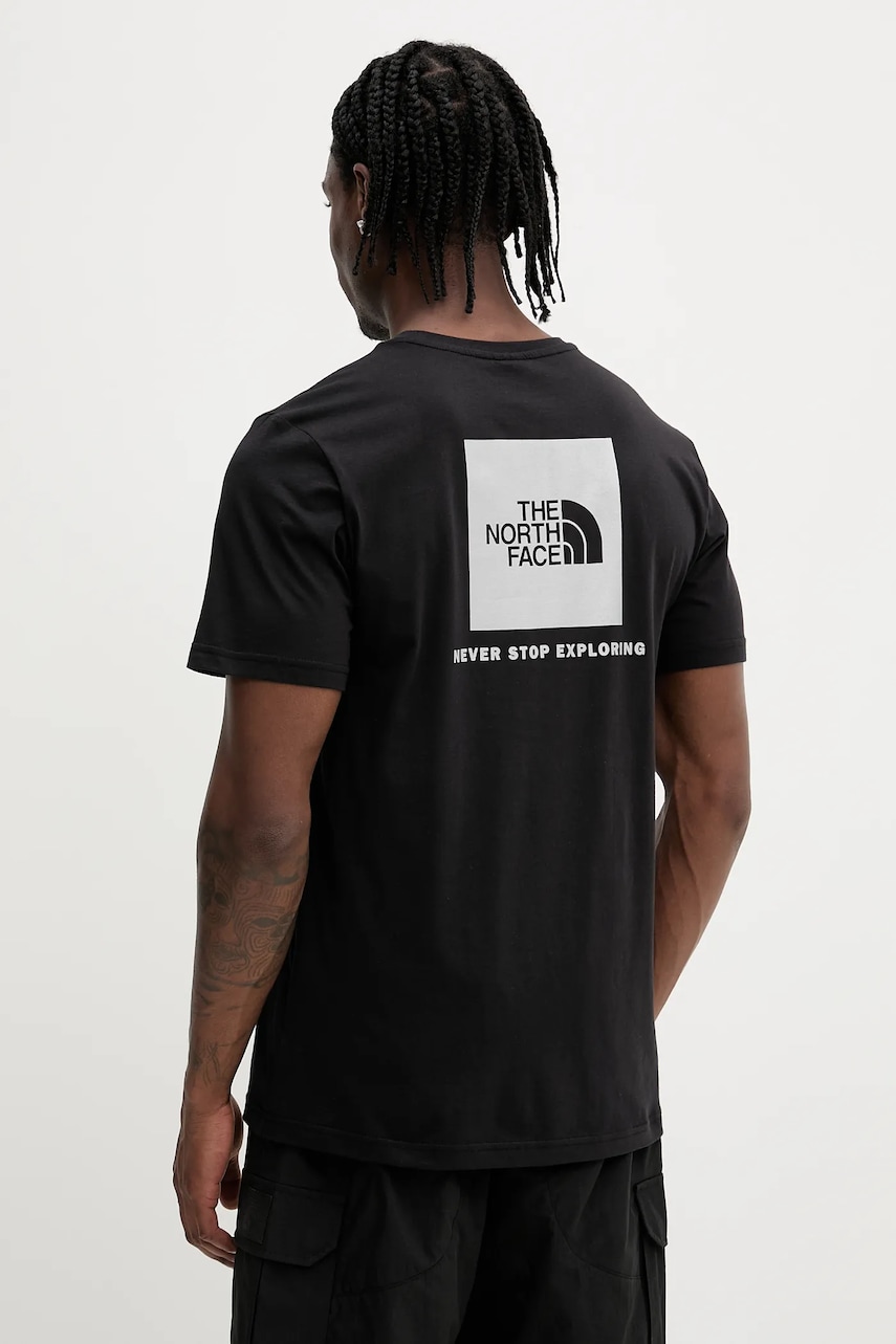 The North Face tricou din bumbac Reflective Box barbati, culoarea negru, cu imprimeu, NF0A8C4VU1H1