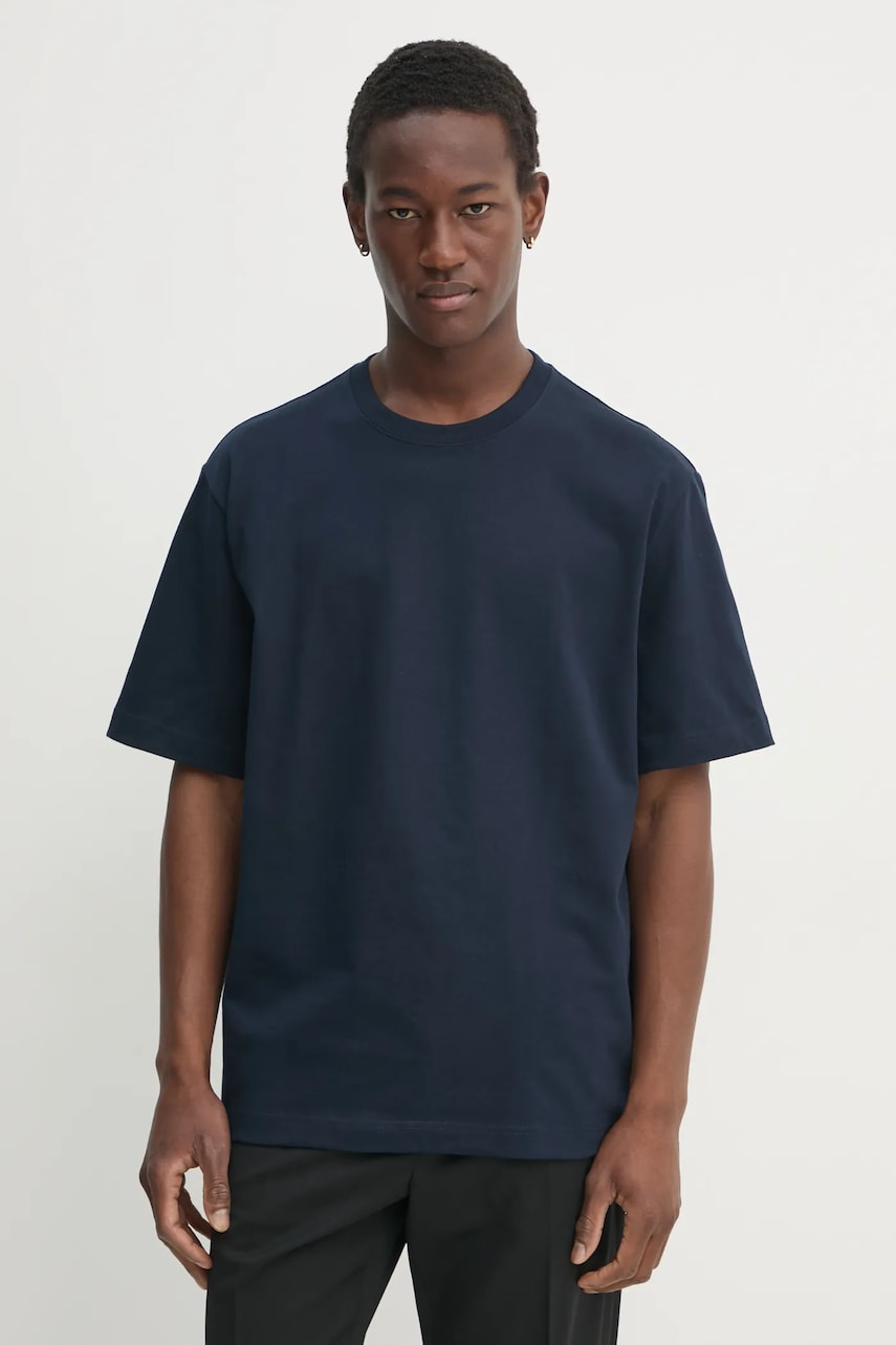 Filippa K tricou din bumbac bărbați, culoarea bleumarin, uni, 29040 Filippa K tricou din bumbac bărbați, culoarea bleumarin, uni, 29040