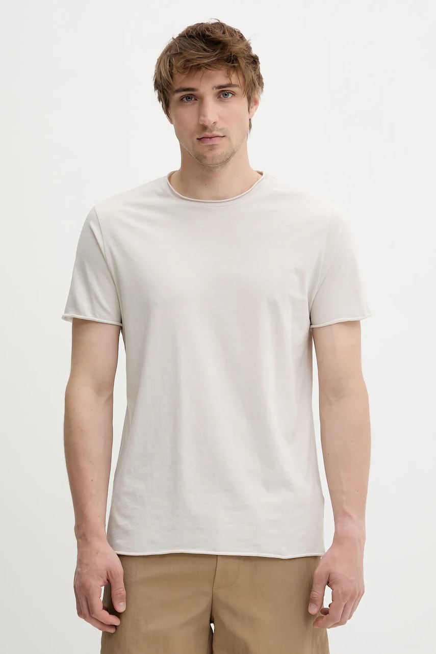 Filippa K tricou din bumbac culoarea bej, uni, 28474