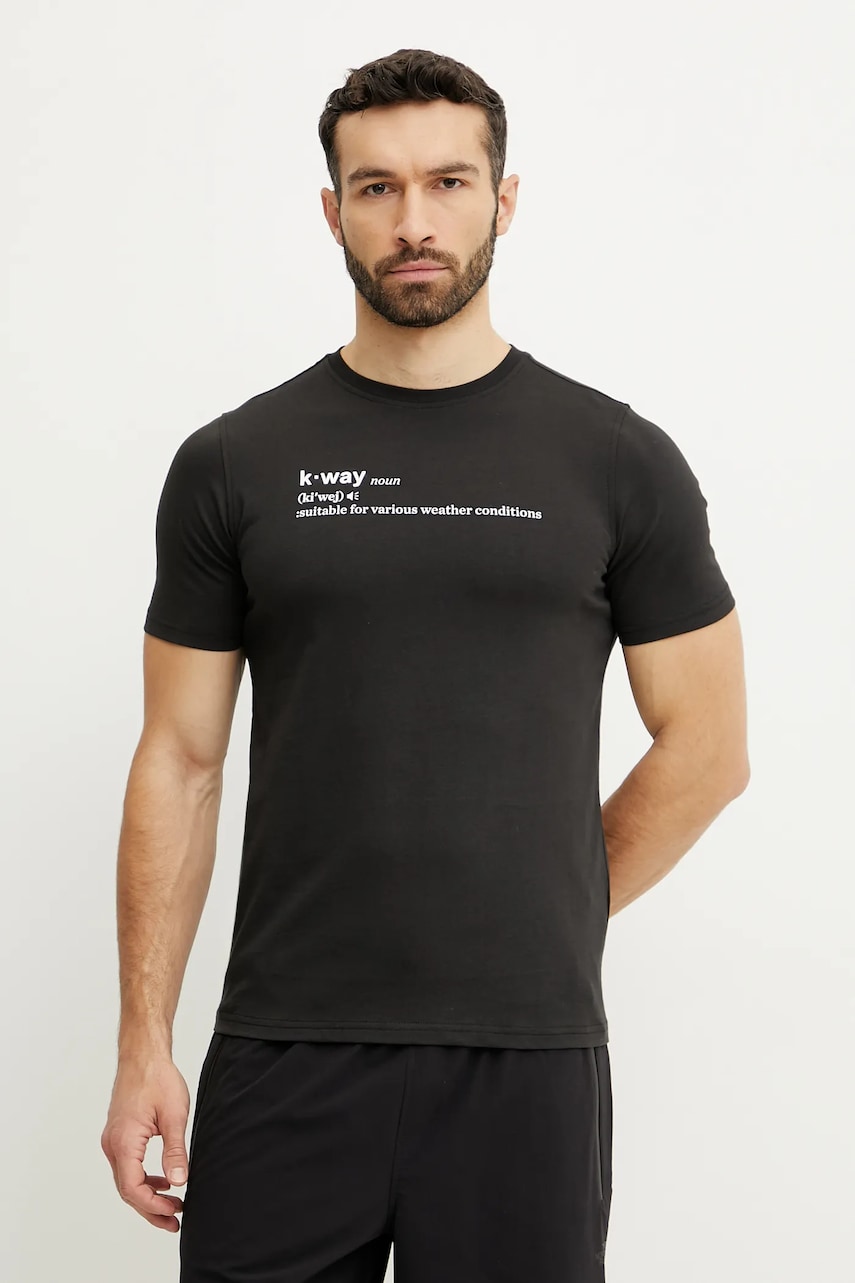K-Way tricou din bumbac barbati, culoarea negru, cu imprimeu, K3136DW
