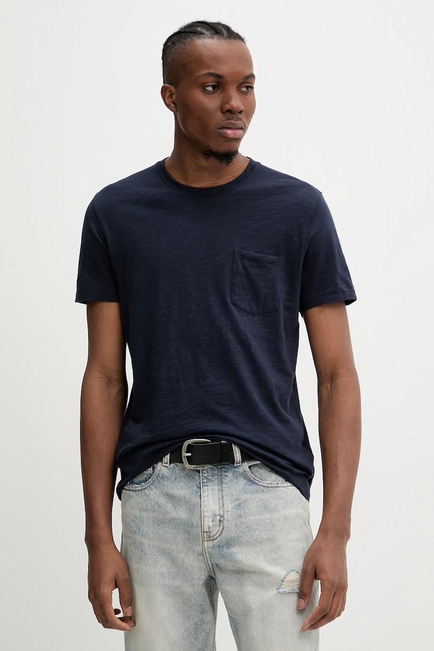 ZADIG&VOLTAIRE tricou din bumbac bărbați, culoarea bleumarin, uni, JMTS00623 ZADIG&VOLTAIRE tricou din bumbac bărbați, culoarea bleumarin, uni, JMTS00623