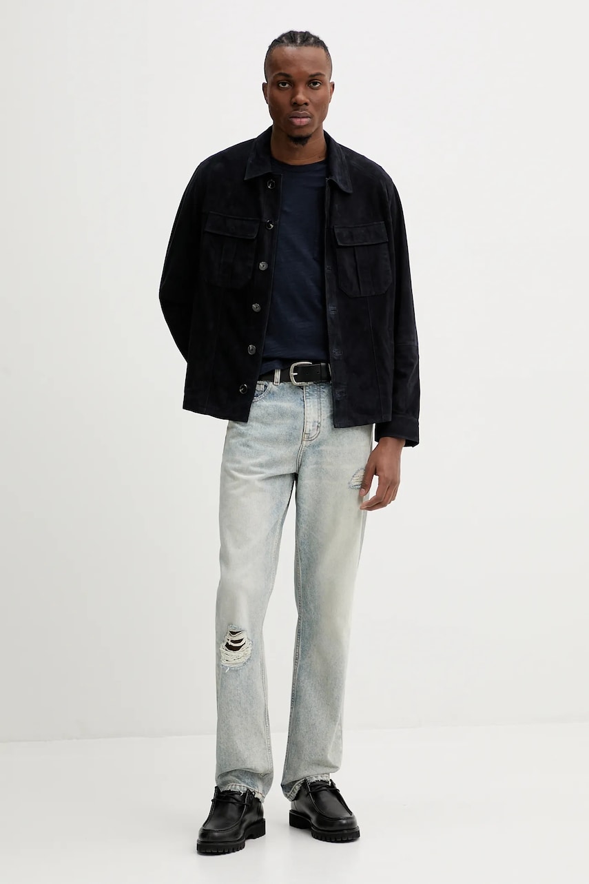 Хлопковая футболка ZADIG&VOLTAIRE мужская цвет синий однотонная JMTS00623 Хлопковая футболка ZADIG&VOLTAIRE мужская цвет синий однотонная JMTS00623