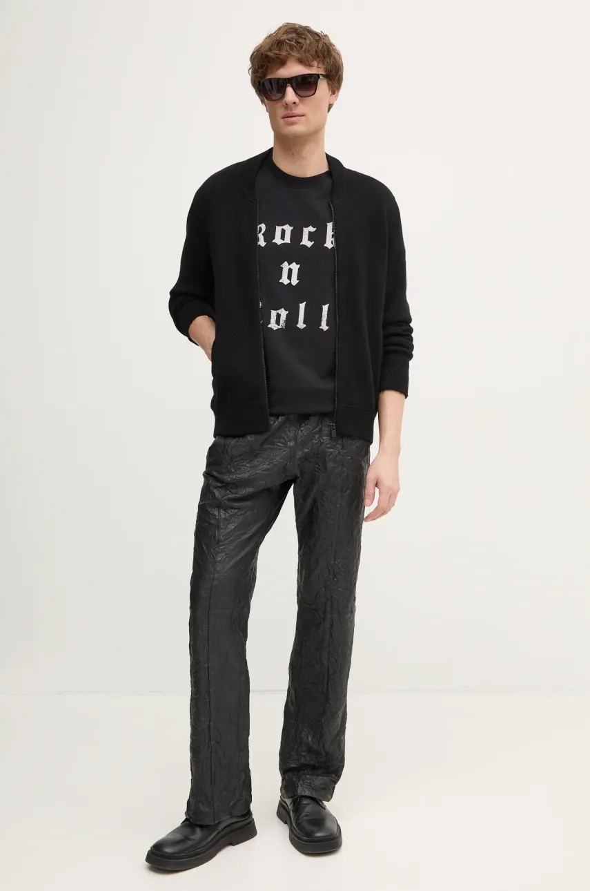 Хлопковая футболка ZADIG&VOLTAIRE мужская цвет чёрный с принтом JMTS01726 Хлопковая футболка ZADIG&VOLTAIRE мужская цвет чёрный с принтом JMTS01726