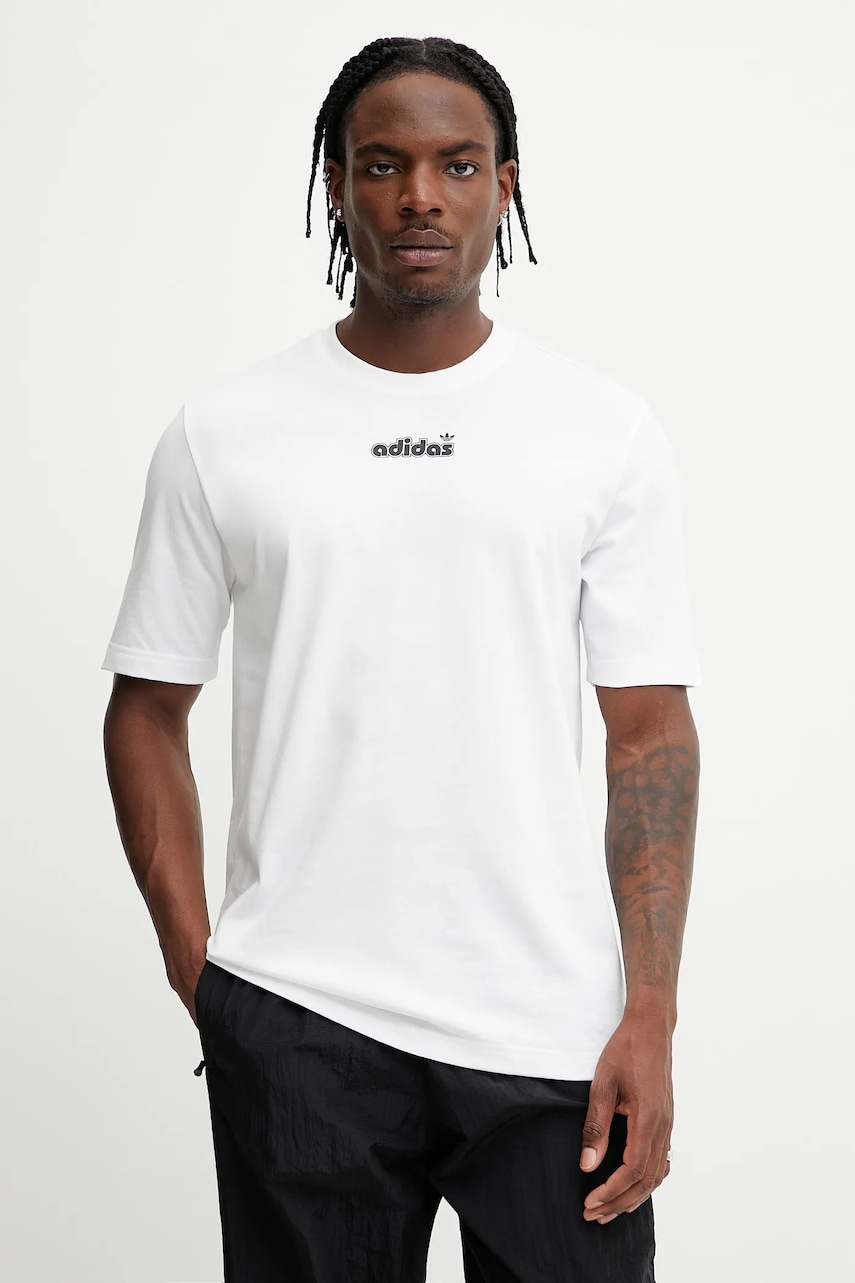 adidas Originals tricou din bumbac GRFX Tee culoarea alb, cu imprimeu, JC8379 adidas Originals tricou din bumbac GRFX Tee culoarea alb, cu imprimeu, JC8379