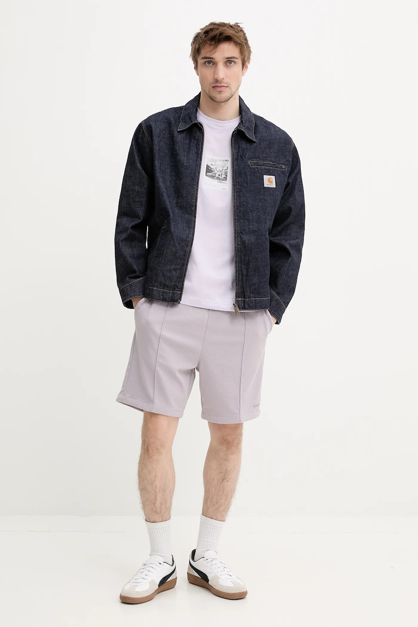 Хлопковая футболка HUGO мужская цвет фиолетовый с принтом 50537535 Хлопковая футболка HUGO мужская цвет фиолетовый с принтом 50537535