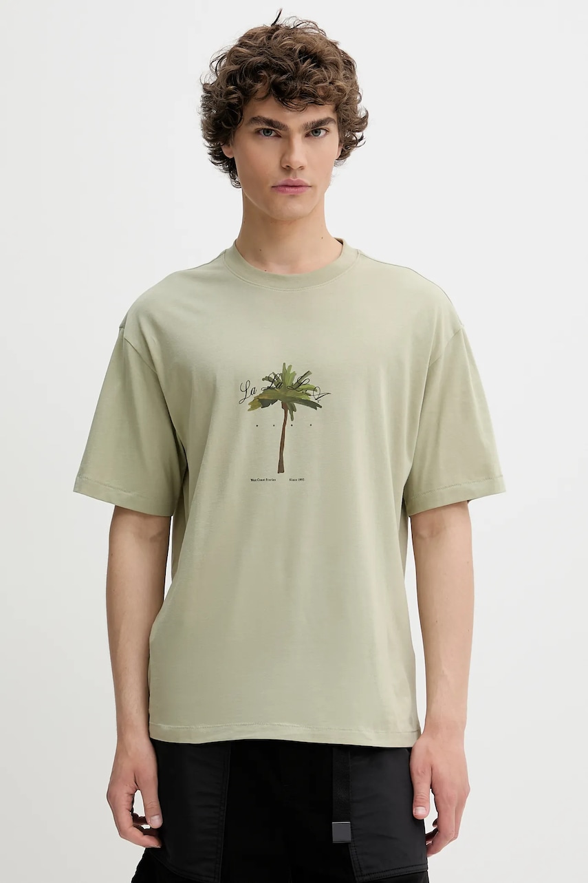 HUGO tricou din bumbac culoarea verde, cu imprimeu, 50538972