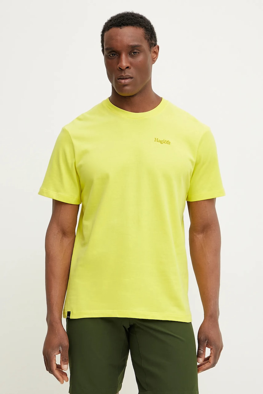 Haglöfs tricou barbati, culoarea galben, neted, 607658 Haglöfs tricou barbati, culoarea galben, neted, 607658