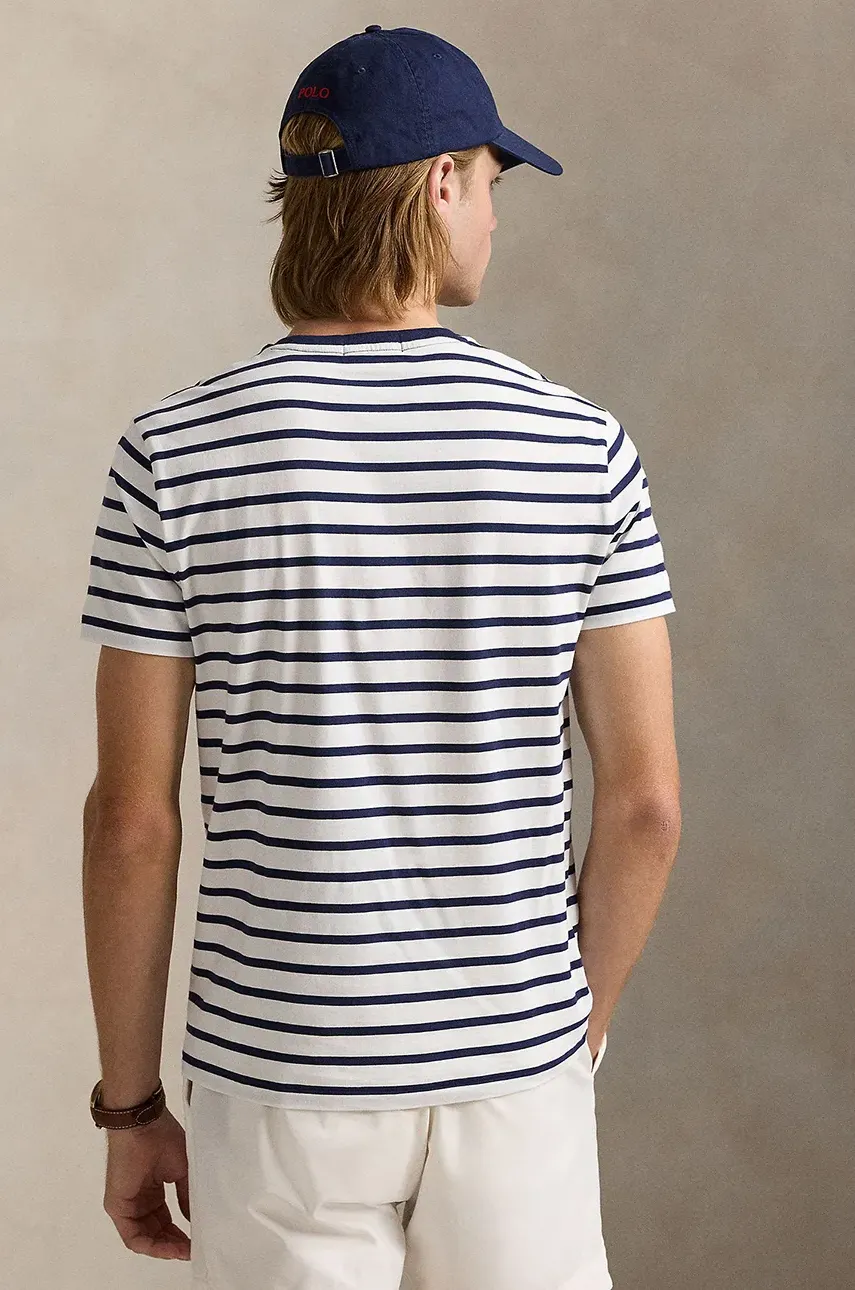 Хлопковая футболка Polo Ralph Lauren мужская цвет белый узорная 710938134 Хлопковая футболка Polo Ralph Lauren мужская цвет белый узорная 710938134