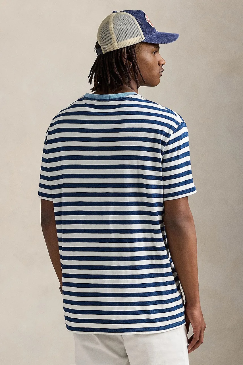 Хлопковая футболка Polo Ralph Lauren цвет синий узор 710964997 Хлопковая футболка Polo Ralph Lauren цвет синий узор 710964997