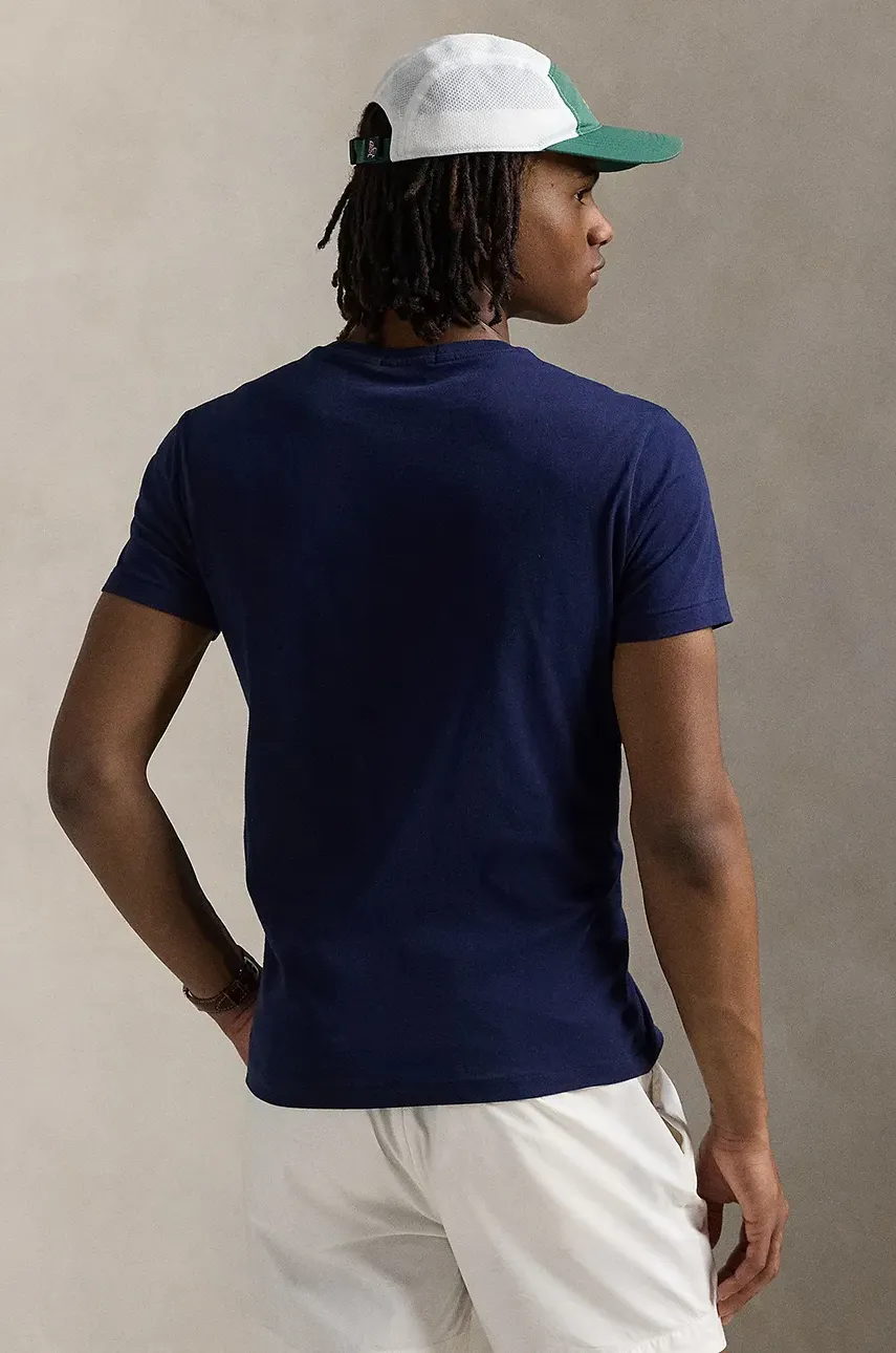 Хлопковая футболка Polo Ralph Lauren мужская цвет синий с принтом 710973137 Хлопковая футболка Polo Ralph Lauren мужская цвет синий с принтом 710973137