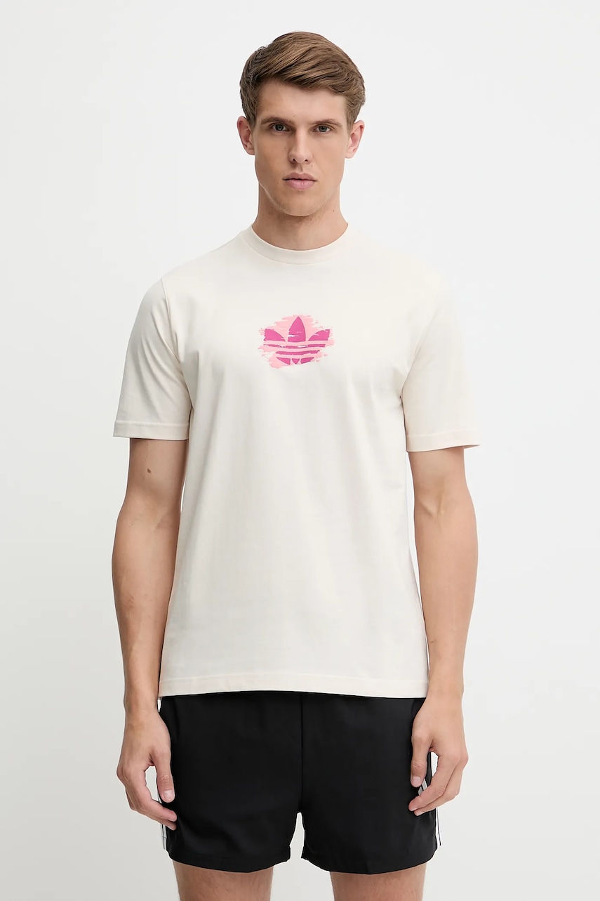 adidas Originals tricou din bumbac Graphic Tee culoarea bej, cu imprimeu, KC4943