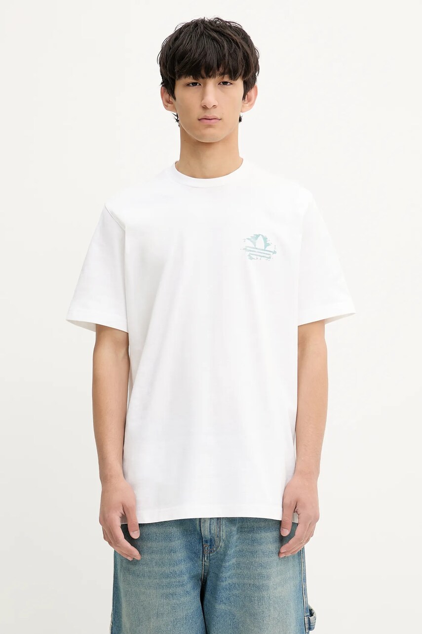 Levně Bavlněné tričko adidas Originals Graphic Tee pánské, bílá barva, s potiskem, KC4956