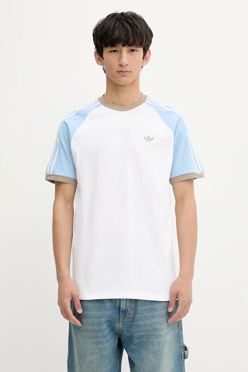 adidas Originals tricou din bumbac Cali Tee culoarea alb, cu imprimeu, KC4960
