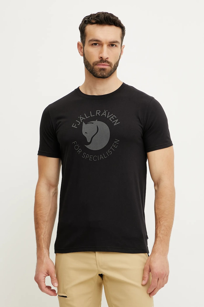 Fjallraven tricou sport Fjällräven Fox culoarea negru, cu imprimeu, F87052