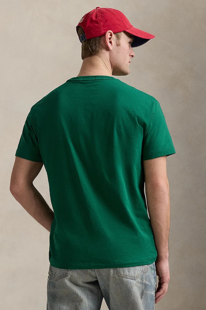 Хлопковая футболка Polo Ralph Lauren Tee мужская цвет зелёный с принтом 710964477 Хлопковая футболка Polo Ralph Lauren Tee мужская цвет зелёный с принтом 710964477