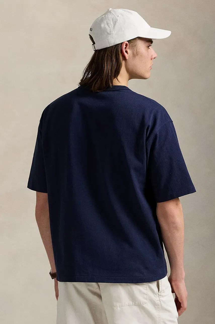 Хлопковая футболка Polo Ralph Lauren Tee мужская цвет синий однотонная 710964714 Хлопковая футболка Polo Ralph Lauren Tee мужская цвет синий однотонная 710964714