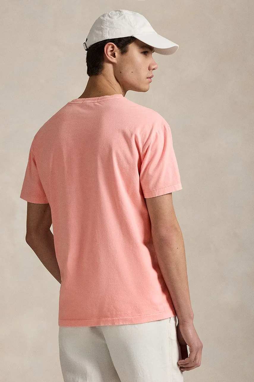 Хлопковая футболка Polo Ralph Lauren Tee мужская цвет розовый однотонная 710969628 Хлопковая футболка Polo Ralph Lauren Tee мужская цвет розовый однотонная 710969628