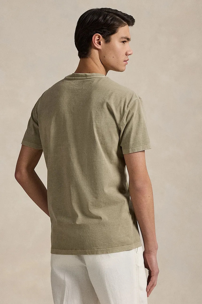 Хлопковая футболка Polo Ralph Lauren Tee мужская цвет зелёный однотонная 710969628 Хлопковая футболка Polo Ralph Lauren Tee мужская цвет зелёный однотонная 710969628