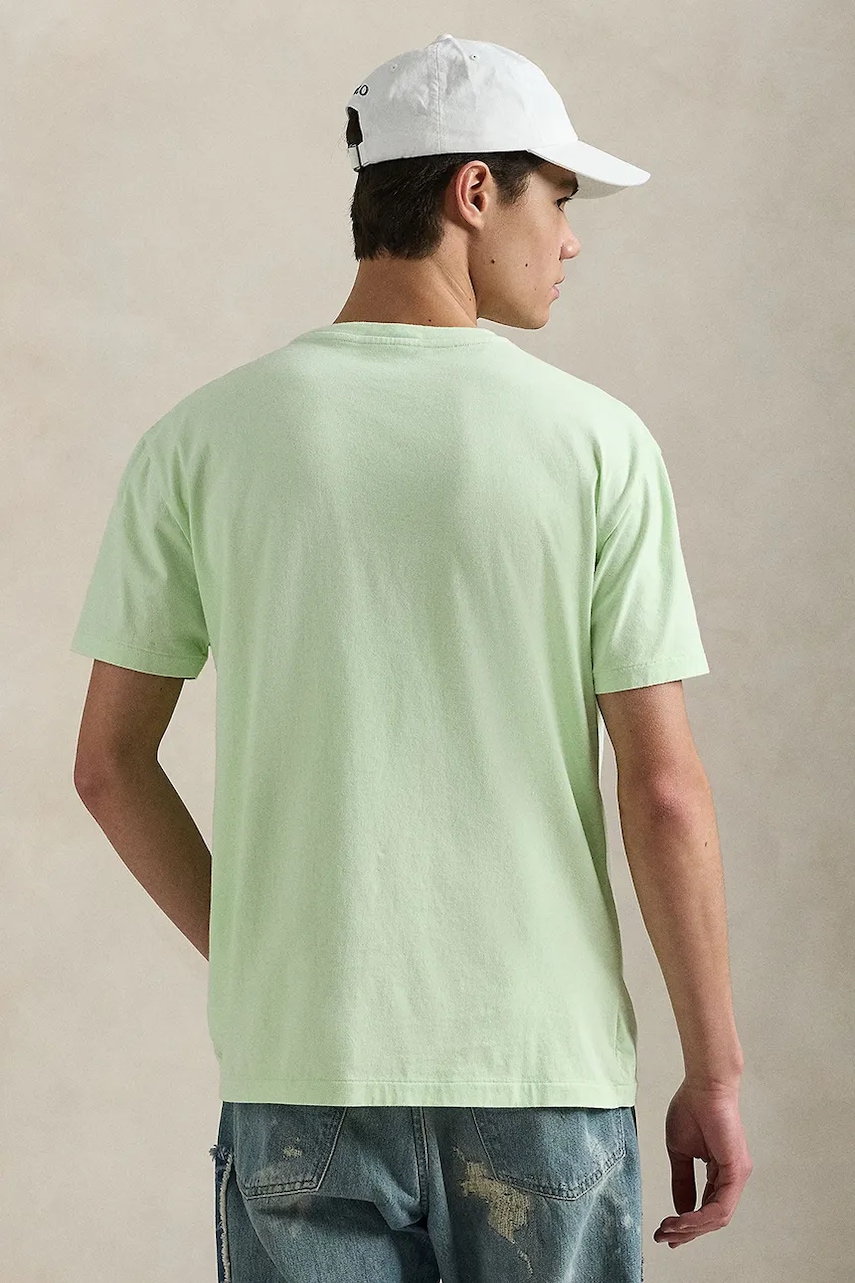 Хлопковая футболка Polo Ralph Lauren Tee мужская цвет зелёный однотонная 710969628 Хлопковая футболка Polo Ralph Lauren Tee мужская цвет зелёный однотонная 710969628