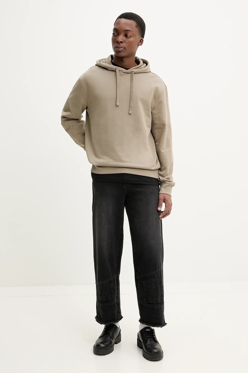 Хлопковая футболка HUGO мужская цвет чёрный с принтом 50538254 Хлопковая футболка HUGO мужская цвет чёрный с принтом 50538254