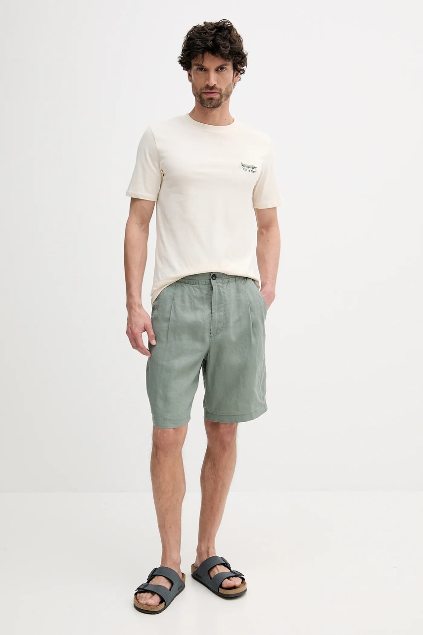 Хлопковая футболка Lindbergh цвет бежевый с аппликацией 30-400235