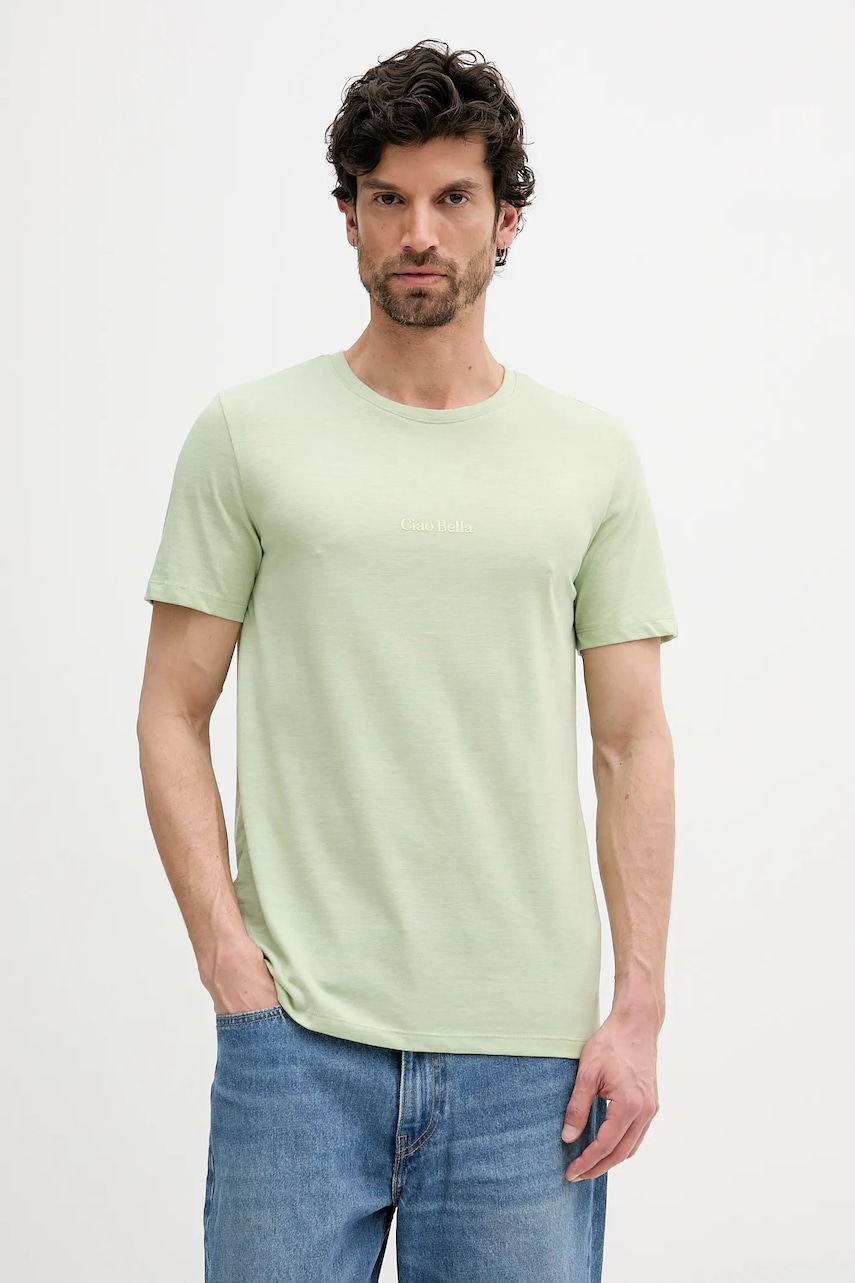 Lindbergh tricou culoarea verde, cu imprimeu, 30-400245