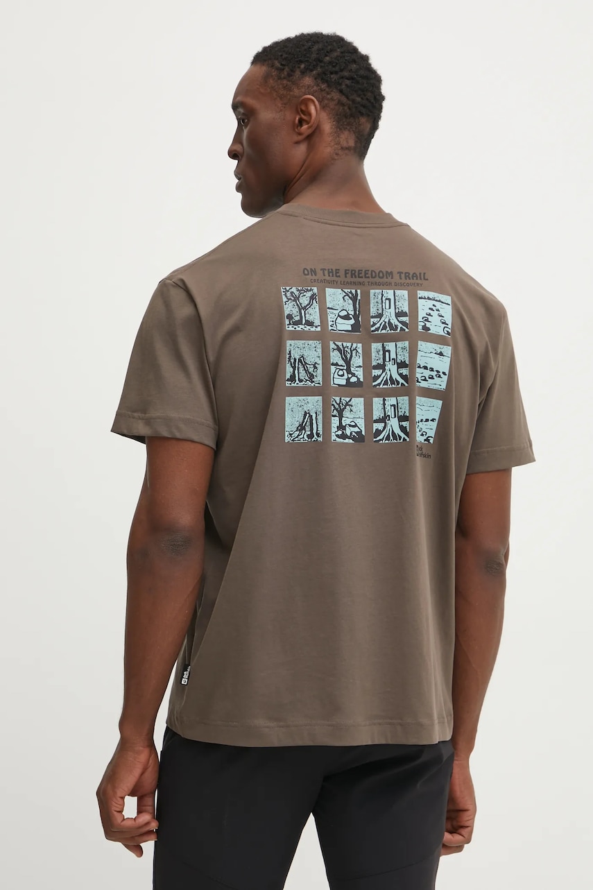 Μπλουζάκι Jack Wolfskin Trailblazer χρώμα: καφέ, A63857 φωτογραφία